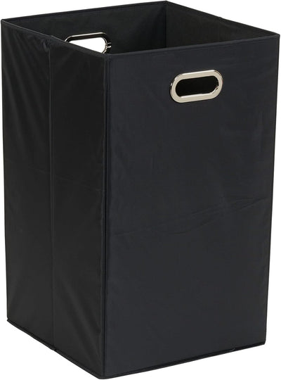Household Essentials GEN Folding Laundry Hamper, Grommet Handles, Sturdy Fiberboard with Polyester Lining, Quick Set-Up, Squared Shape Saves Space, Black