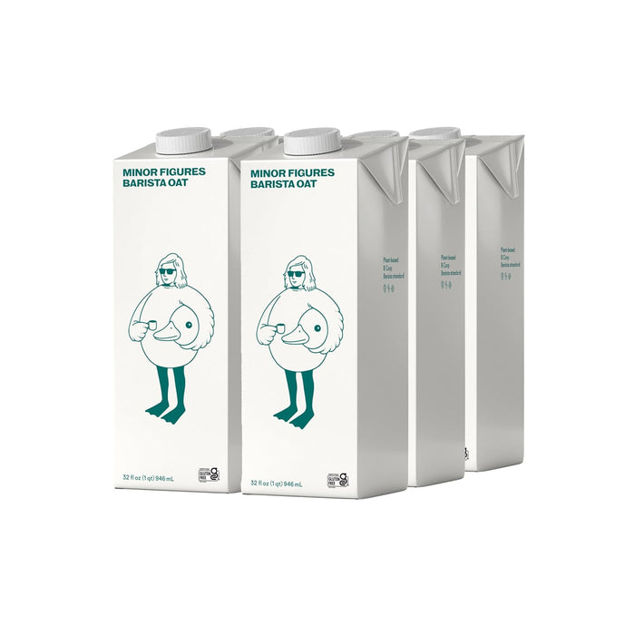 Minor Figures - Oat Milk - Organic - Barista Standard - 32 Oz - 6 Pack - Non Gmo - Plant Based - Vegan - Dairy Free - Shelf Stable - Unsweetened