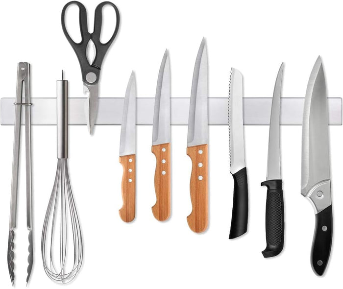 Ninonly 12 Inch Magnetic Knife Strip, Premium Stainless Steel Wall Mounted Kitchen Knives Bar,Space-Saving Powerful No Drilling Magnetic Knife Rack for Home Kitchen Utensil Holder & Tool Holder