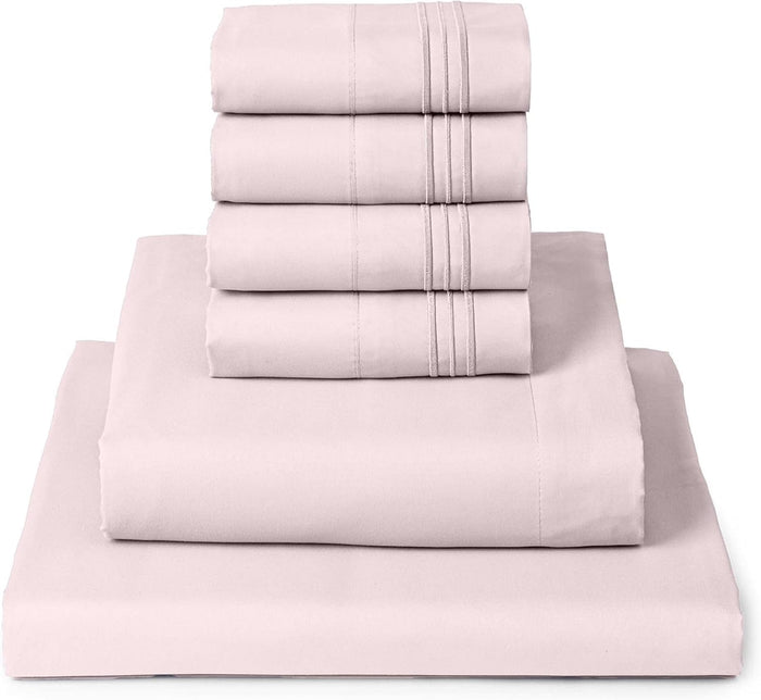 Mellanni Queen Sheet Set - 6-Piece Iconic Collection Bedding, (Including 4 Pillowcases), 16-Inch Deep Pocket, Easy Care, Extra Soft, Cooling Sheets, Brushed Microfiber - Brown