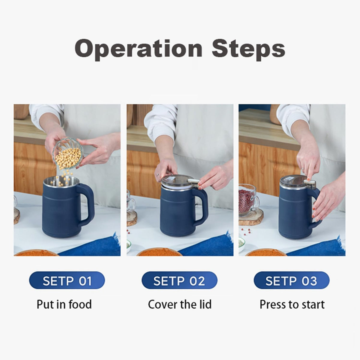 Household Small Powder Grinding Machine, Grain mills, Herb Grinder, Spice Grinder, Electric Coffee Grinder, Multifunctional Grinding Machine with 304 Stainless Steel Blade (Blue)