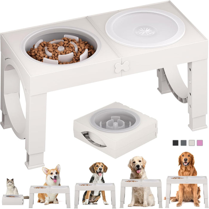 XIAZ Elevated Dog Bowls Large Breed Raised Dogs Bowl Stand Large/Medium Sized Dog 1L Food Water Bowl Stands 5 Heights Adjustable 9/11/12/14in Black Pet Feeder Dish Station