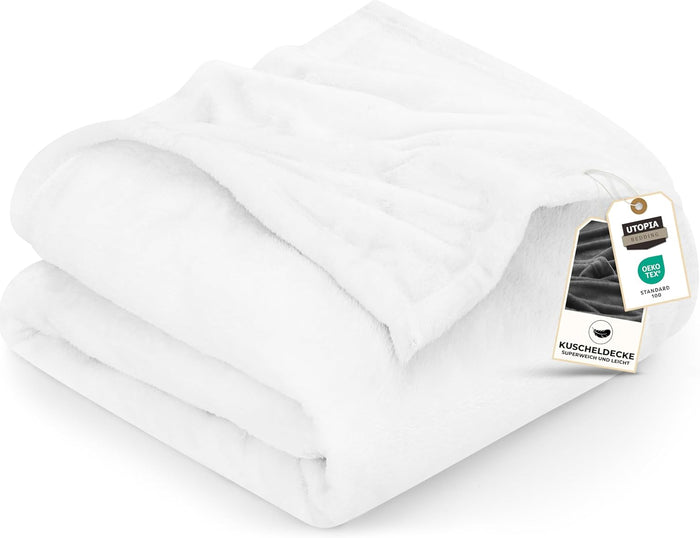 Utopia Bedding Fleece Blanket Queen Size Grey 300GSM Luxury Anti-Static Fuzzy Soft Microfiber Bed Blanket (90x90 Inch)