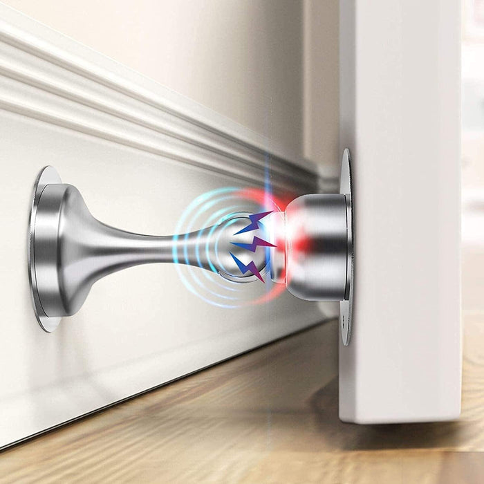 WINONLY Door Stopper, 4 Pack Magnetic Door Stop, Stainless Steel, Magnetic Door Catch, 3M Double-Sided Adhesive Tape, No Drilling, Screws for Stronger Mount, Hold Your Door Open, 4 Pack for Wide Doors