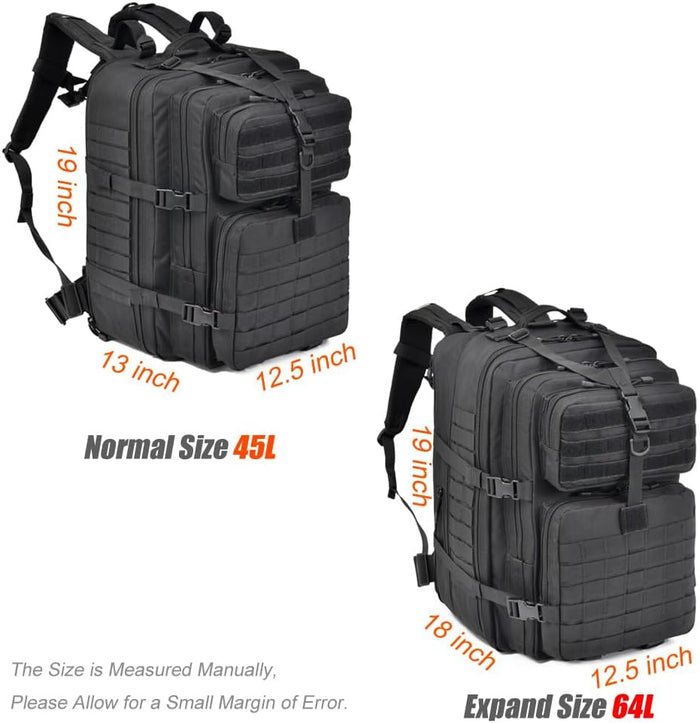 64L Large Tactical Backpack, Military Molle Bag for Hiking