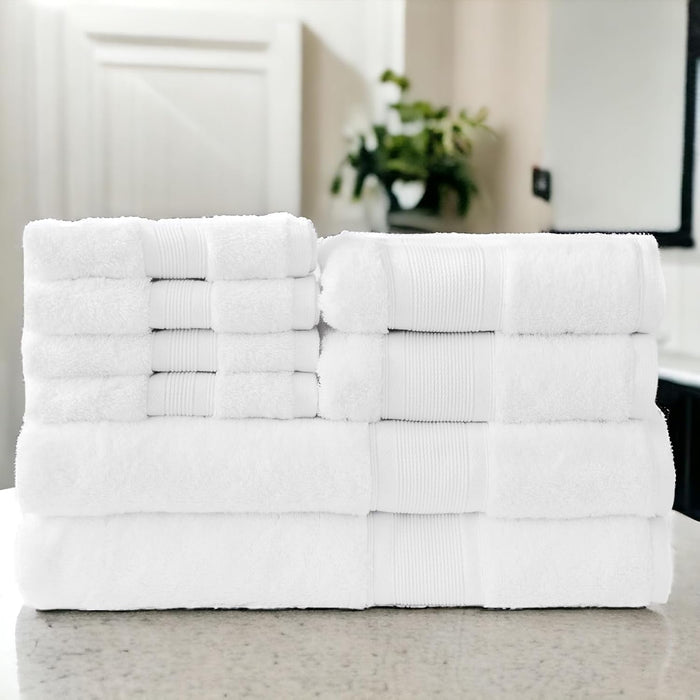 Luzia 8 Piece Bathroom Towel Set - 100% Turkish Cotton, Premium Quality - 2 Bath Towels 2 Hand Towels and 4 Washcloths (Lavender/Purple)