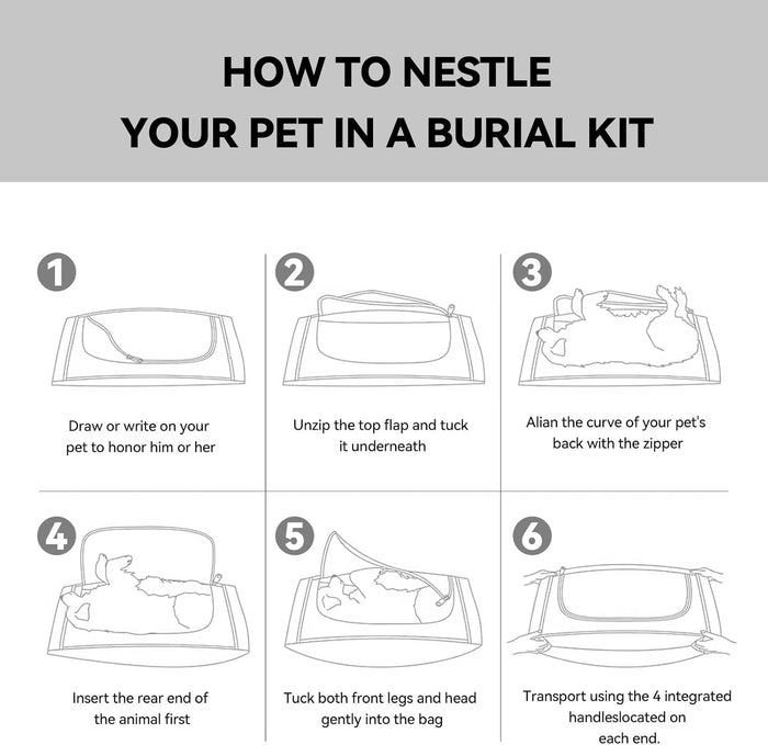 Pet Burial Bag for Dogs, Cats, Small Pets Under 20lb - Pet Caskets or Burial Boxes Alternative, Eco-Conscious Pet Body Bag with Handle & Custom Memorial Surface (Gray, S)