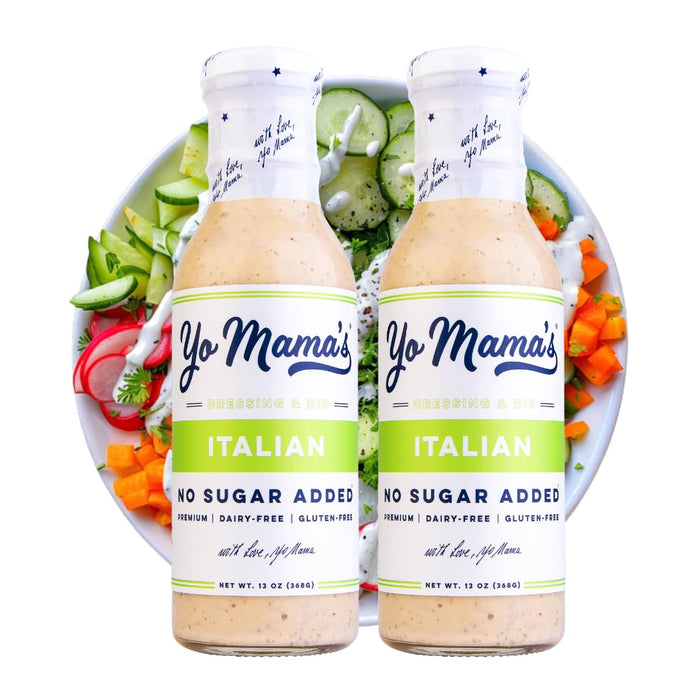 Yo Mama's Foods Gourmet Honey Balsamic & Asian Sesame Dressing and Salad Oil Combo Pack - Pack of (2) - Low Carb, Low Sodium, and Vegan