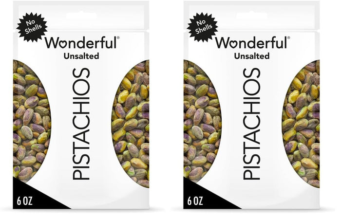 Wonderful Pistachios No Shells, Roasted & Salted Nuts, 6 Ounce Resealable Bag, Protein Snacks, Gluten Free, Healthy Snacks for Adults