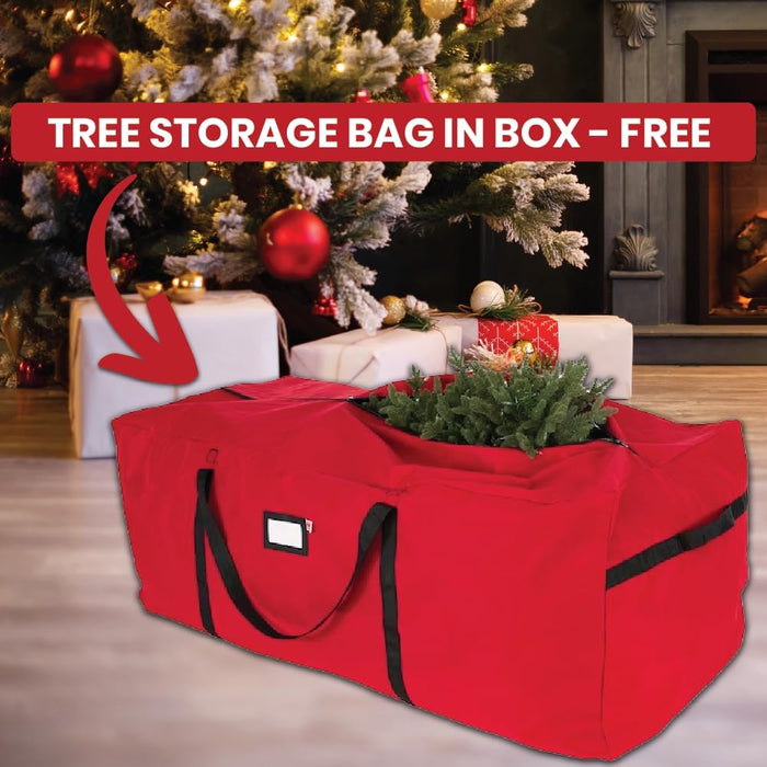 Christmas Tree 9 ft- Pre-Lit White and Multi-Color Premium LED Lights - Artificial Full Christmas Tree Includes Stand, Remote, and Free Bag
