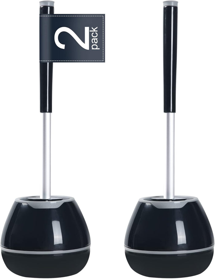 BOOMJOY Toilet Brush and Holder Set, Toilet Bowl Cleaner Brush, Toilet Scrubber Brush with Tweezers for Bathroom Cleaning, RV Accessories and House Organization Must-Haves - White