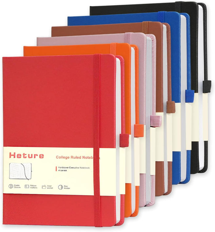 8 Pack Lined Journal Notebooks,A5 Hardcover Notebooks, 5.5 x 8.3 inch, 100GSM, 160 Pages, Classic College Ruled Notebooks for Writing/Work/Travel/College (Black)