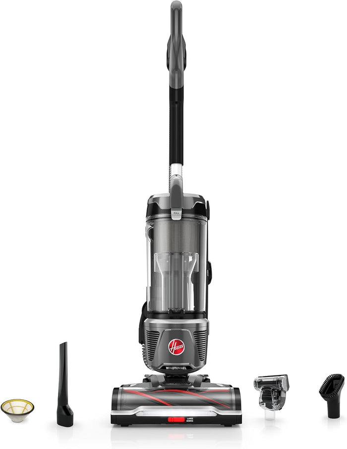 Hoover WindTunnel All-Terrain Dual Brush Roll Bagless Vacuum Cleaner, Corded Upright Vacuum, HEPA Media Filtration, Headlights, Swivel Steering, Corded Vacuum Cleaners for Home Use