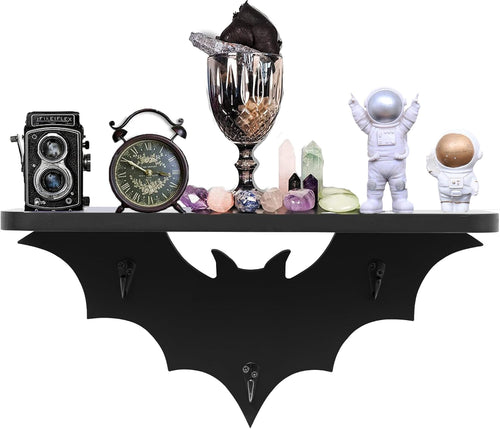 Bat Shelf Black Hanging Shelves Floating Shelves with 3 Key Hooks