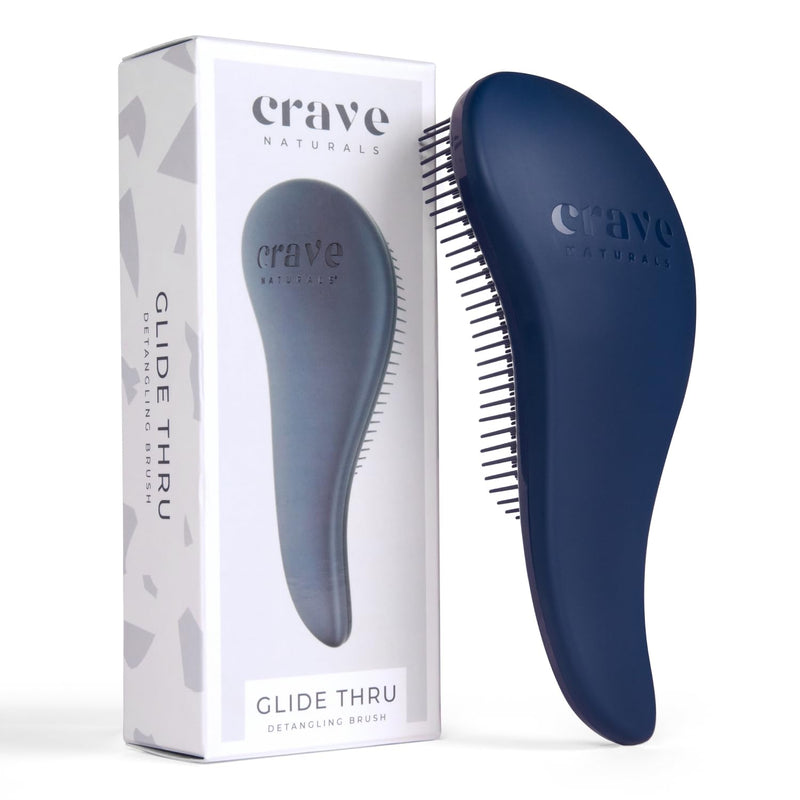 Crave Naturals Glide Thru Hair Brush - Detangler Brush for Curly, Straight, Wet or Dry Hair - Gentle Detangling Brushes for Adults, Kids, Toddlers - Hair Accessories for Women, 7.5x3 - Pink