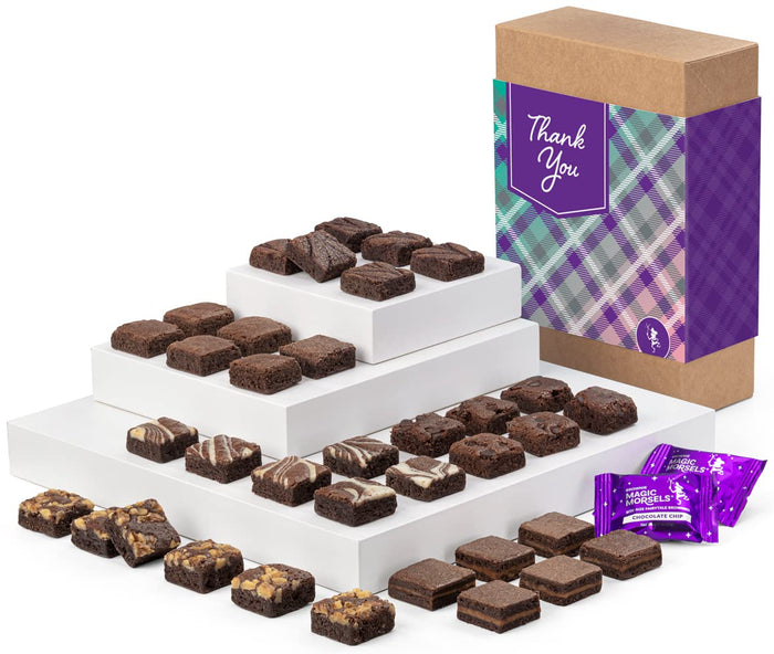 Fairytale Brownies Thank You Magic Morsel 24 Individually Wrapped Gourmet Chocolate Food Gift Basket - 1.5 Inch x 1.5 Inch Bite-Size Brownies - 24 Pieces - Item CY424