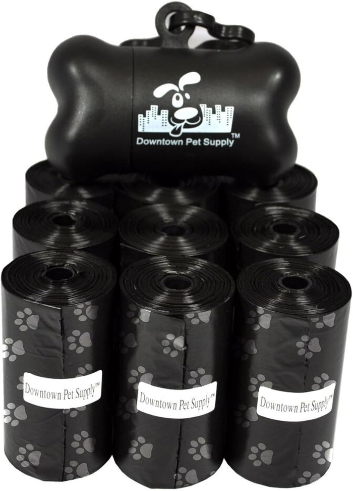Downtown Pet Supply Dog Poop Bags with Dispenser – 1000 Count Leak-Proof Waste Bags, Eco-Friendly & Extra Strong, Easy Tear-Off Rolls with Bone-Shaped Holder – Rainbow with Holder, 12.5” x 8.5”