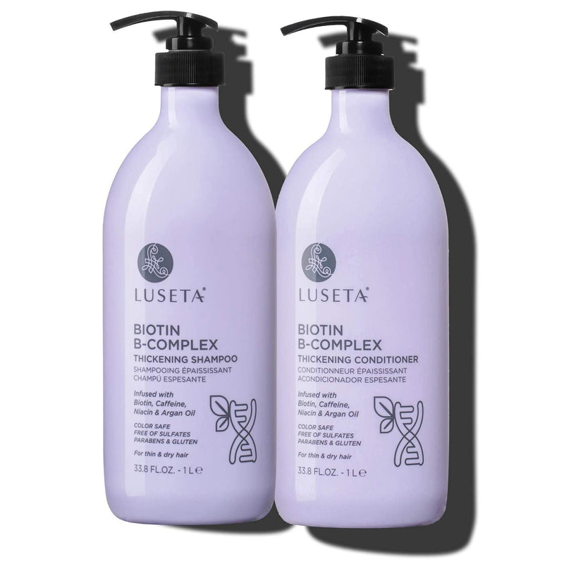 Luseta Blue Shampoo & Conditioner Set - Color Brightening for Brassy and Brunette Treated Hair, Revive Cool Tones, 2x 16.9oz