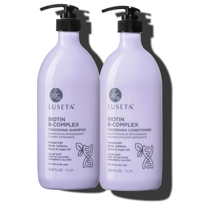 Luseta Blue Shampoo & Conditioner Set - Color Brightening for Brassy and Brunette Treated Hair, Revive Cool Tones, 2x 16.9oz