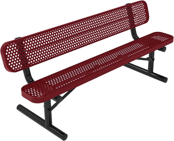 COATEDOUTDOORFURNITURE Heavy-Duty Portable Outdoor Bench Thermoplastic Coated, Punched Steel, Commercial-Grade Seating, Made in America (Portable Without Back, 8 Ft, Dark Blue)