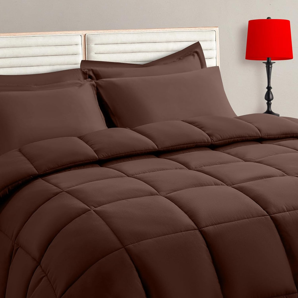 Purple Twin Size Comforter Set - 5 Pieces, Bed in a Bag Bedding Sets with All Season Soft Quilted Warm Fluffy Reversible Comforter,Flat Sheet,Fitted Sheet,1 Pillow Shams,1 Pillowcases