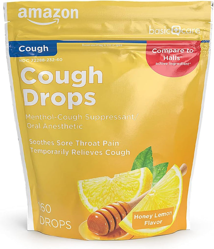 Amazon Basic Care Honey Lemon Cough Drops 160 Count (Previously SoundHealth)