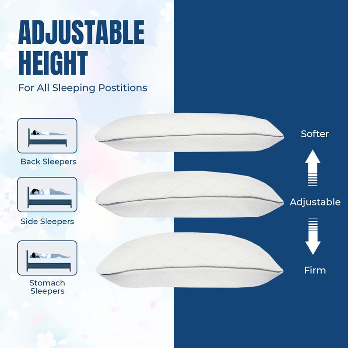 Bed Pillows for Sleeping 30x20 Inches – Set of 2 Queen Size Shredded Memory Foam Pillows with Pillowcases, Cooling Hotel Pillow - Hypoallergenic Adjustable Pillow for Side, Back & Stomach Sleepers