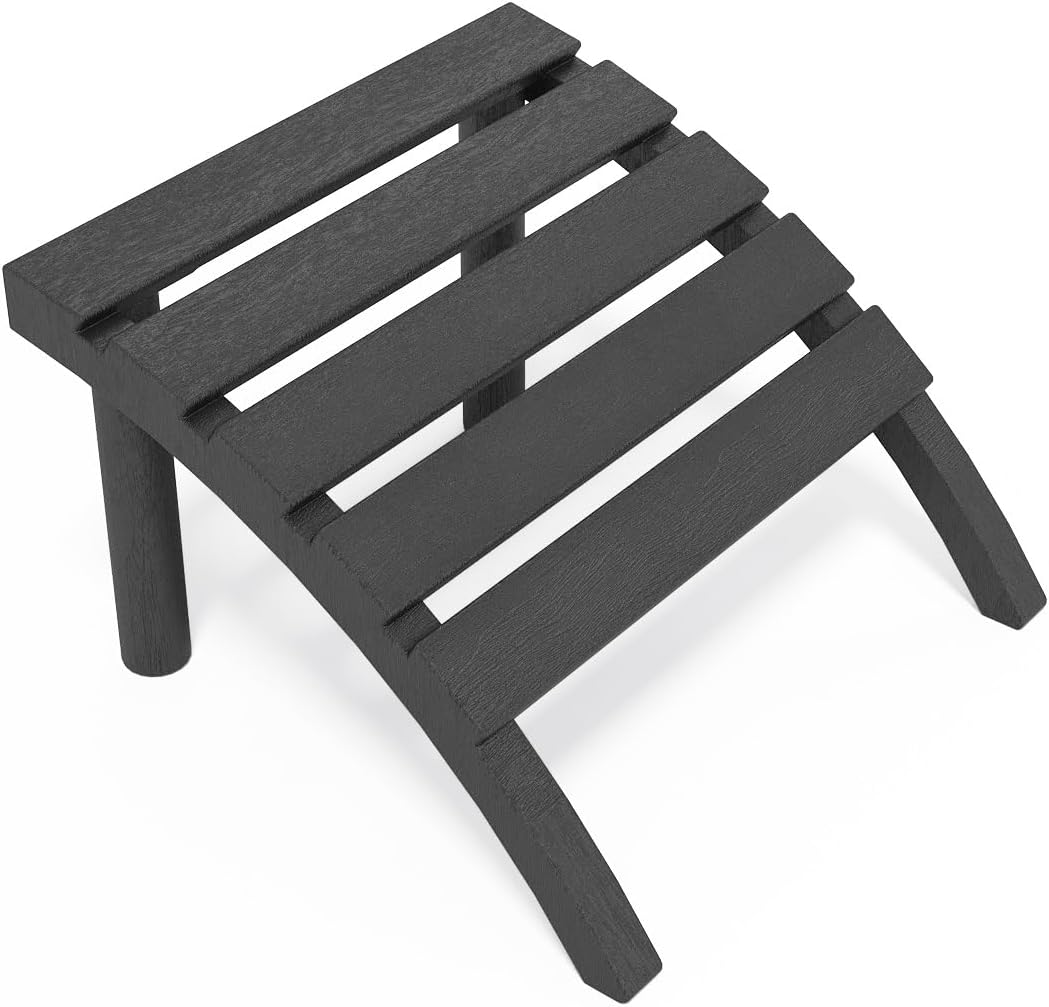 Adirondack Ottoman Tool-Free Assembly, HDPE All Weather Outdoor Foot Rest, Plastic Adirondack Chair Footstool for Patio Deck Backyard Outside(Blue)
