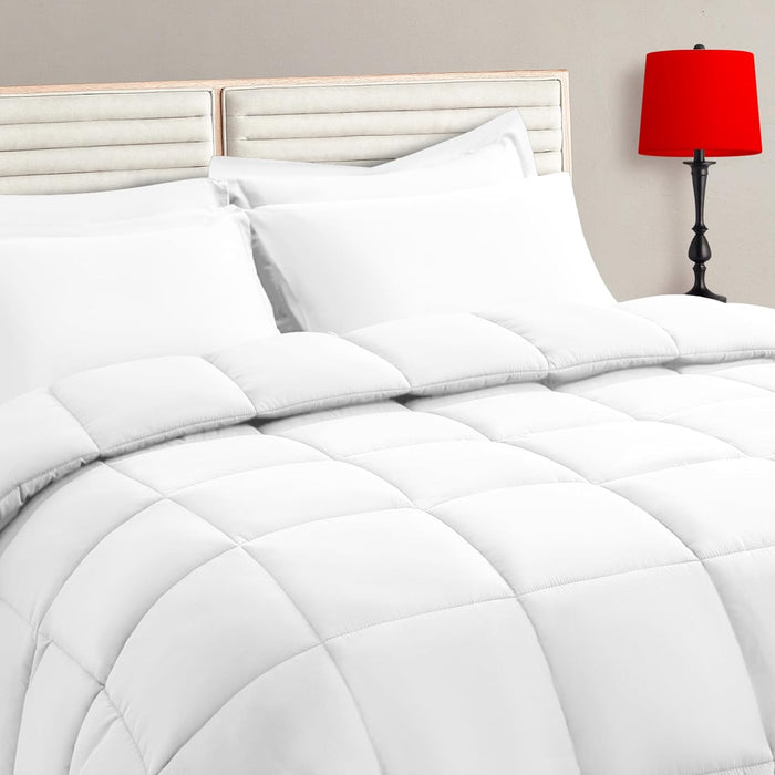 Purple Twin Size Comforter Set - 5 Pieces, Bed in a Bag Bedding Sets with All Season Soft Quilted Warm Fluffy Reversible Comforter,Flat Sheet,Fitted Sheet,1 Pillow Shams,1 Pillowcases