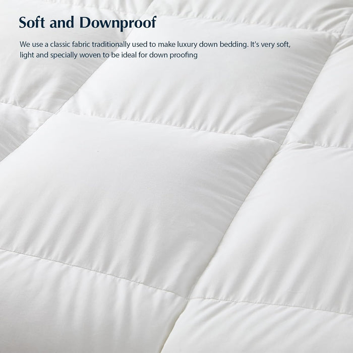 Pacific Coast Goose Feather Down Fiber Comforters Queen Size, Extra Fluffy White Duvet Insert, Ultra-Soft, Breathable, All Season Hotel Luxury Bedding Comforters, 8 Corner & Center Loops (90"x90")