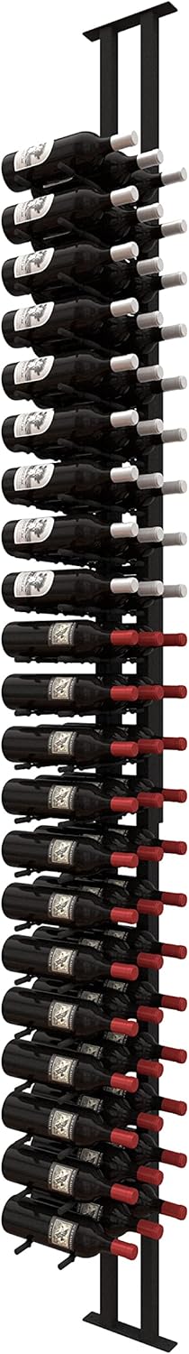 Ultra Wine Racks Floor-to-Ceiling Mount Display (1 Side, Single Deep, Black, Holds 21 Wine Bottles) - Modern Metal Wine Storage for Wine Cellars, Home Bars, Kitchens, and Dining Rooms
