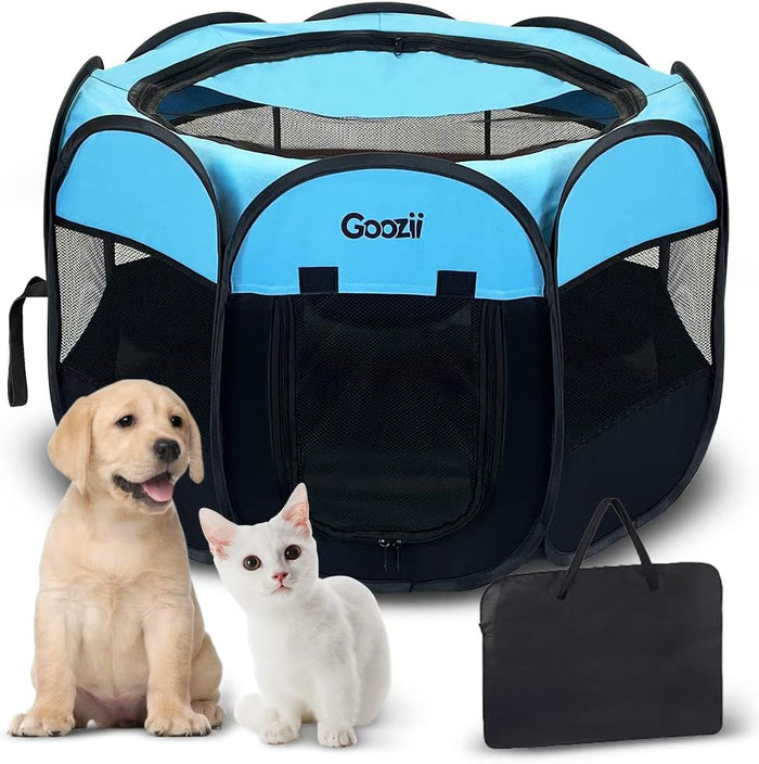 Pet Cat Playpen for Indoor Cats Enclosed, Portable Foldable Dog Playpen Outdoor Tent Crate Cage with Zipper Top Cover Door for Kitten Puppy Outside Rv Car Camper (Small Size, Pink)