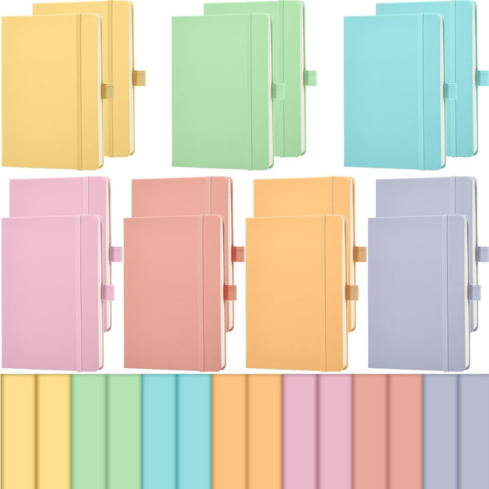 Laumoi 14 Pack Lined Journal Notebooks 5.5 x 8.2 Inch A5 Hardcover Notebook College Ruled Notepad with Pen Holder PU Leather Ruled Lined Journals for School Business Work Writing(Earth Tone)