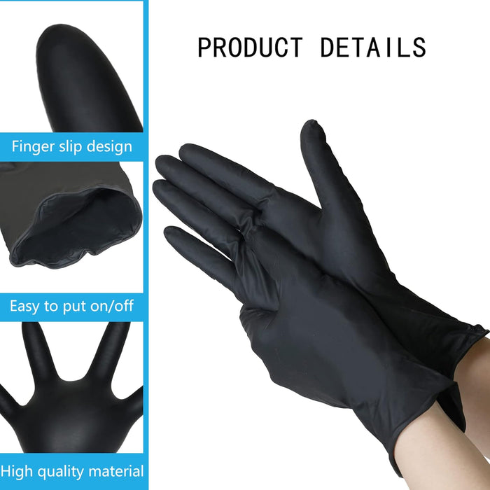 akgk Nitrile Gloves, 100 Pcs Disposable Black Nitrile Gloves Small, Cleaning Gloves for Cooking, Household & More, Powder-Free, Latex-Free