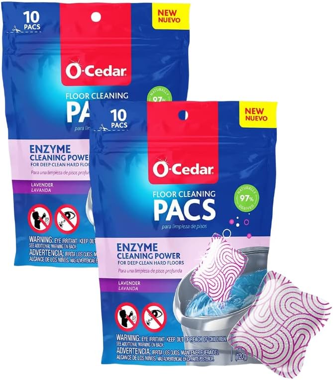 O-Cedar PACS Hard Floor Cleaner, Crisp Citrus Scent 10 Count (1-Pack) | Made with Naturally-Derived Ingredients | Safe to Use on All Hard Floors | Perfect for Mop Buckets