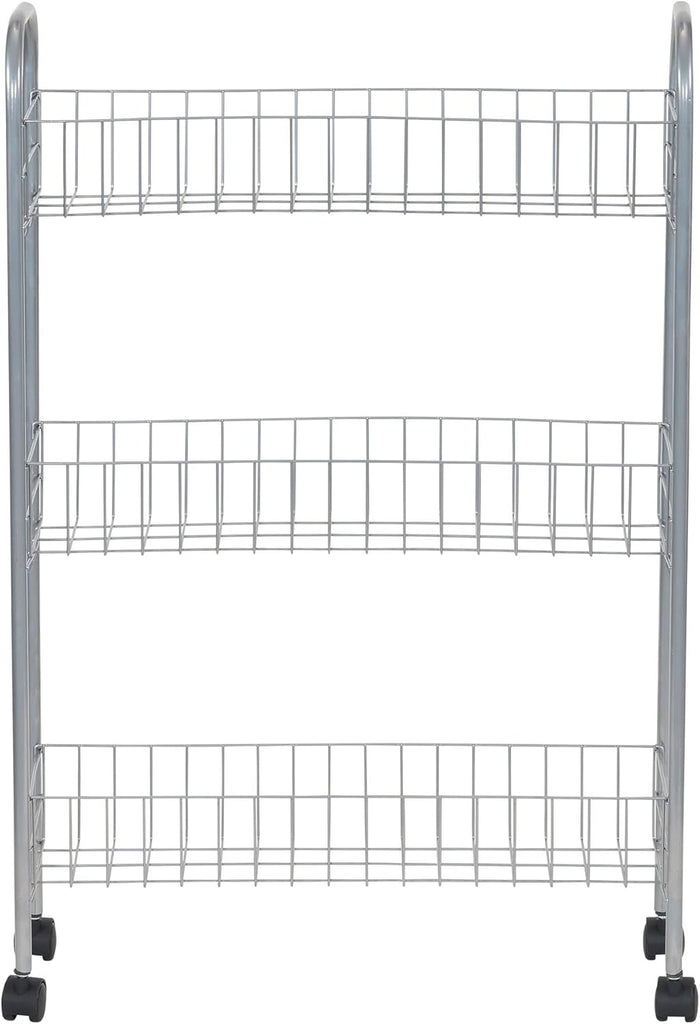 Household Essentials Slim Storage Cart, 3 Shelf Storage Cart with Wheels, Perfect for Laundry Rooms, Bathrooms, Pantries, Kitchens and More