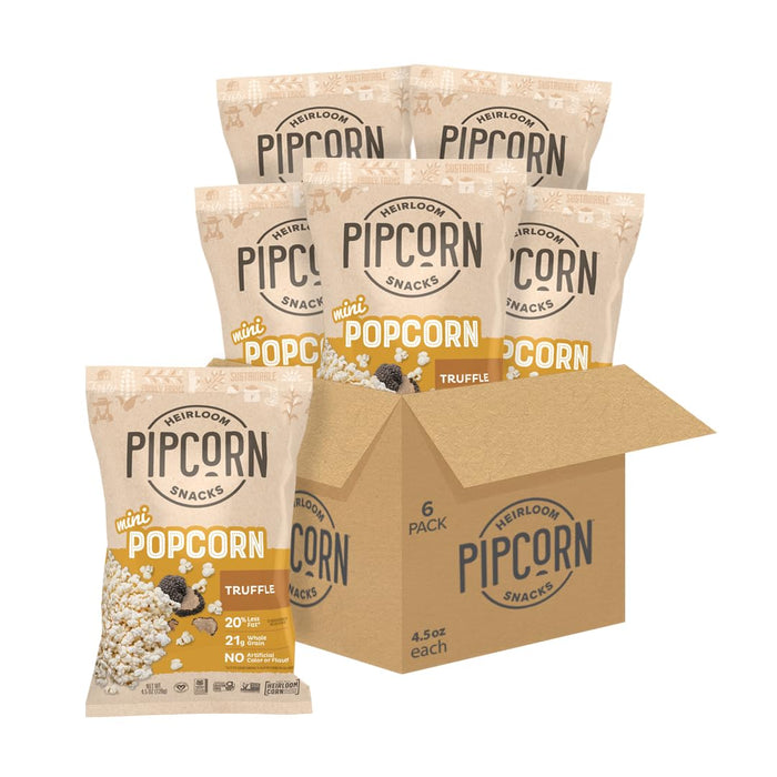 Truffle Mini Popcorn by Pip's Heirloom Snacks – 1oz 24pk – Healthy, Gluten-Free Snack Packs Made From Heirloom Corn, Black Truffle