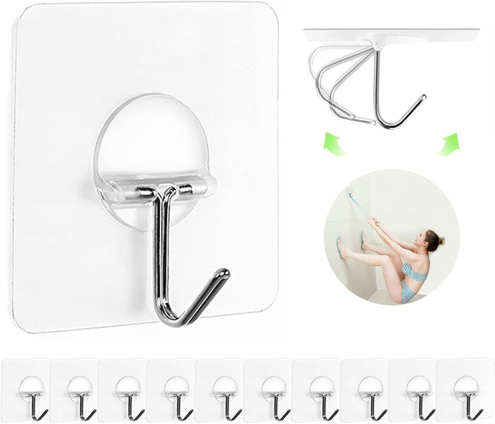 Large Adhesive Hooks for Hanging Heavy Duty Wall Hooks Self Adhesive Towel Coat Hooks Waterproof Transparent Hook for Bathroom Shower Kitchen Keys Door Outdoor Home Improvement Utility Hook 8 Pack
