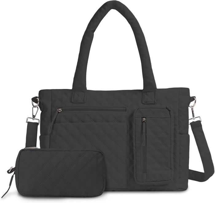 Tote Bag for Women Purses and Weekender Bags Quilted Shoulder Bags 2PCS with Zipper