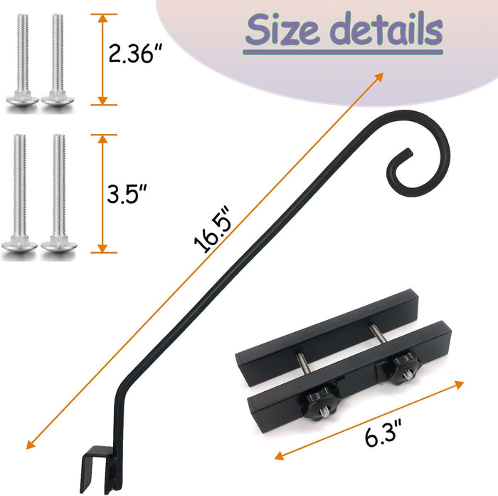 Deck Hook Rail Suitable for Hanging Flower Baskets Wind Chimes Planters Bird Feeders Lights, Heavy Duty Fence Deck Hook Rail Holds up to 15lbs with Ease Note: Pole Length: 16.5 inches