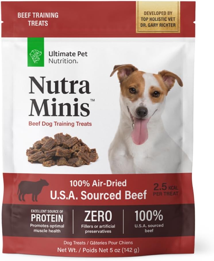 ULTIMATE PET NUTRITION Nutra Minis Single-Protein Air-Dried Training Treats for Dogs (5 oz, Chicken)