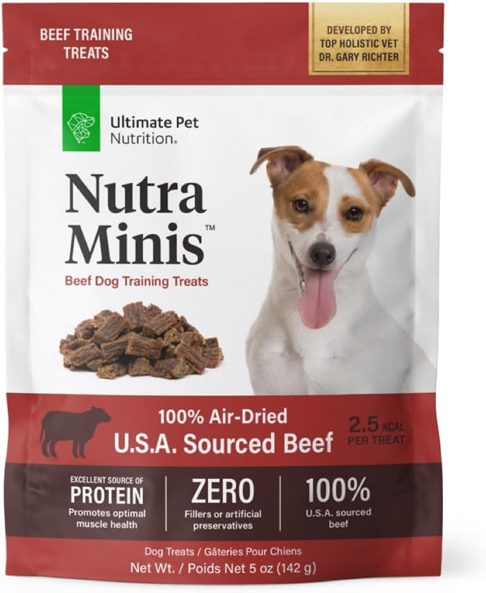 ULTIMATE PET NUTRITION Nutra Minis Single-Protein Air-Dried Training Treats for Dogs (5 oz, Chicken)