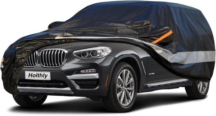 Holthly 10 Layers Car Cover Waterproof All Weather for Large SUV,100% Waterproof Outdoor Car Covers Rain Snow UV Dust Protection. Custom Fit for Chevy Tahoe, Traverse, Mercedes GLS, QX80, Patrol,etc
