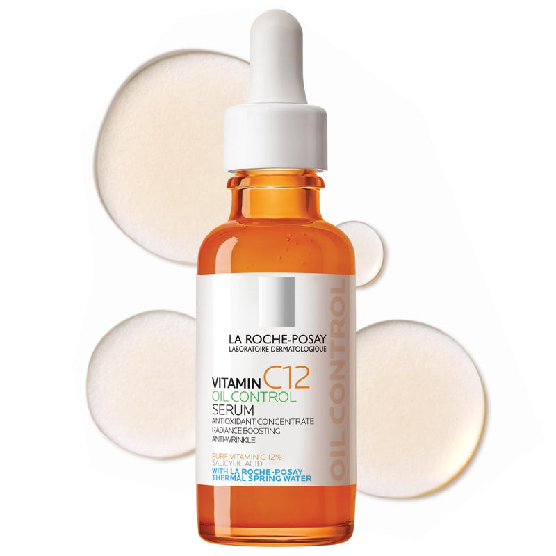 La Roche-Posay Pure 12% Vitamin C Serum For Face With Hyaluronic Acid & Salicylic Acid, Hydrating Face Serum, Boost Radiance & Reduce Wrinkles, 2 Formulas for Normal or Oily Skin Control