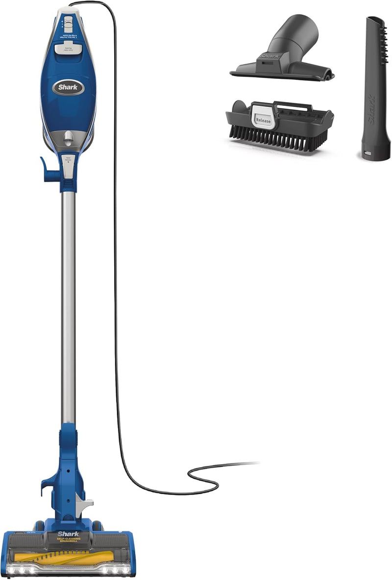 Shark HV322 Rocket Deluxe Pro Corded Stick Vacuum with LED Headlights, XL Dust Cup, Lightweight, Perfect for Pet Hair Pickup, Converts to a Hand Vacuum, with Pet Attachments, Bordeaux/Silver