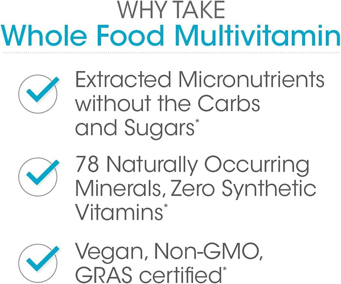 Silver Fern Whole Food Daily Multi Vitamin w/Trace Mineral Blend Supplement - 1 Bottle - 60 Vegicaps - 30 Day Supply - Natural, Non-GMO, Vegan, Men's & Women's Multivitamin - Zero Synthetics