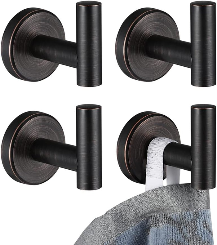 JQK Black Bathroom Towel Hook, Coat Robe Clothes Hook for Bathroom Kitchen Garage Wall Mounted (2 Pack), 304 Stainless Steel Matte Black, TH100-PB-P2