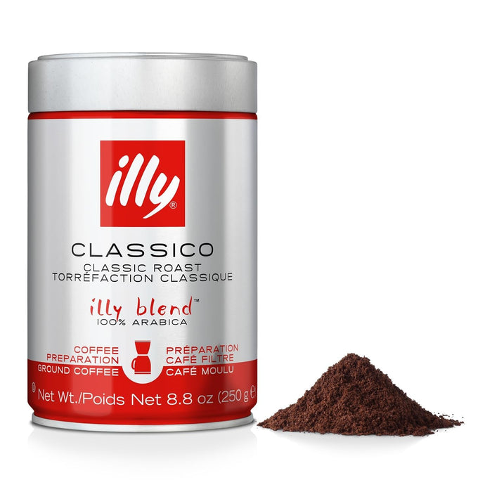 Illy Coffee, Ground Drip Forte, Extra Dark Roast, 100% Arabica Bean Bold Signature Italian Blend, No Preservatives, 8.8 Ounce (Pack Of 1)