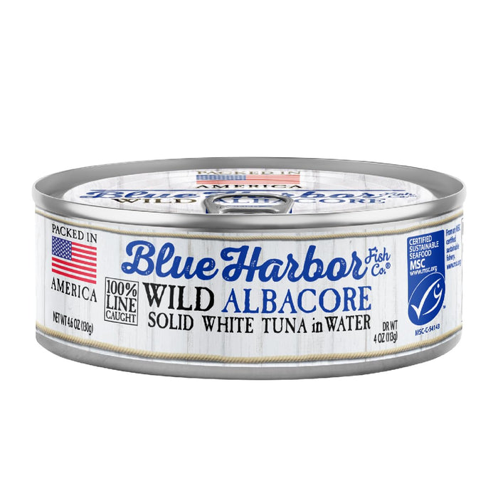 Blue Harbor Fish Co. Wild Albacore Solid White Tuna in Water, No Salt Added - 4.6 oz Canned Tuna (Pack of 4)