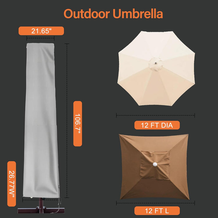 Patio Umbrella Covers, 420D Oxford Waterproof Umbrella Cover with Zipper for 8ft to 13ft Garden Outdoor Umbrella